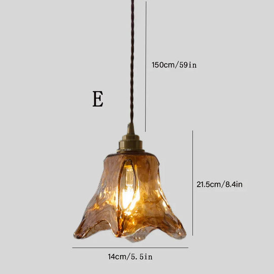 Amber – Nordic Vintage Glass Pendant Light for Bedroom, Café, Bar, and Restaurant