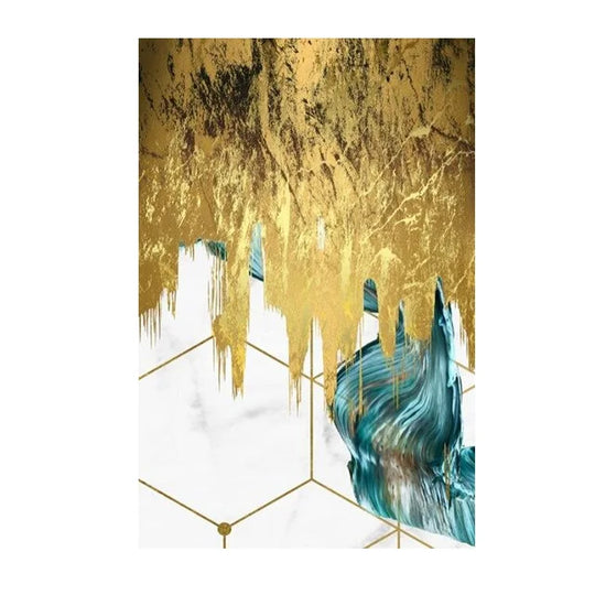 Abstract Liquid Golden Aqua Marble Canvas Wall Art Unframed
