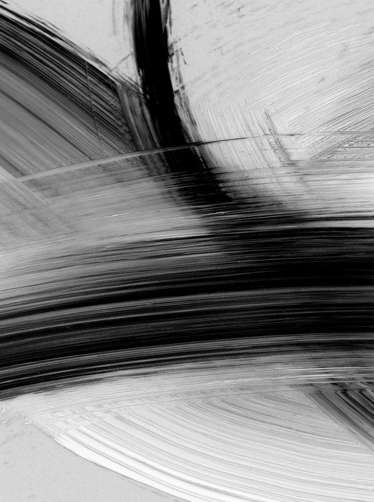 Flowing Brush Strokes Black White Abstract Canvas Wall Art Unframed