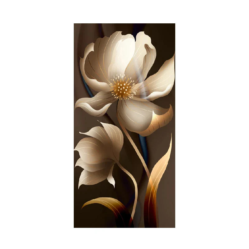 Modern Botanical Tropical Golden Leaves Canvas Wall Art Vertical