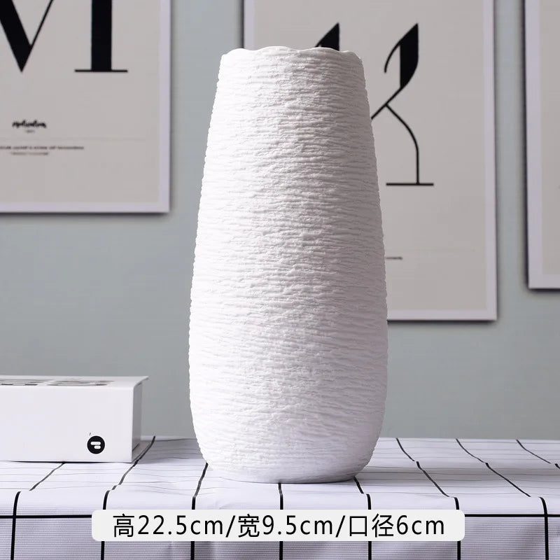 White Ceramic Decorative Vase for Desktop and Shelf Home Decor