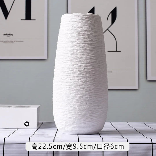 White Ceramic Decorative Vase for Desktop and Shelf Home Decor
