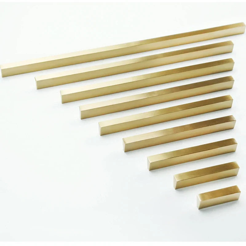 Brass Trapezoidal Cabinet Handles – High-End Golden Drawer Pulls for Wardrobes and Furniture