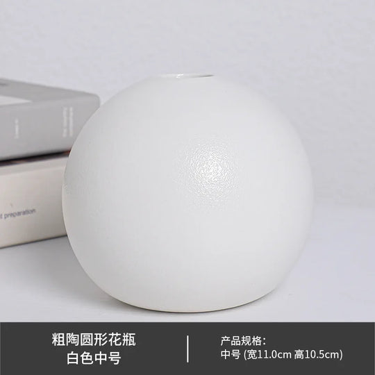 Black and White Ceramic Ball Vase for Hydroponic Flower Decor