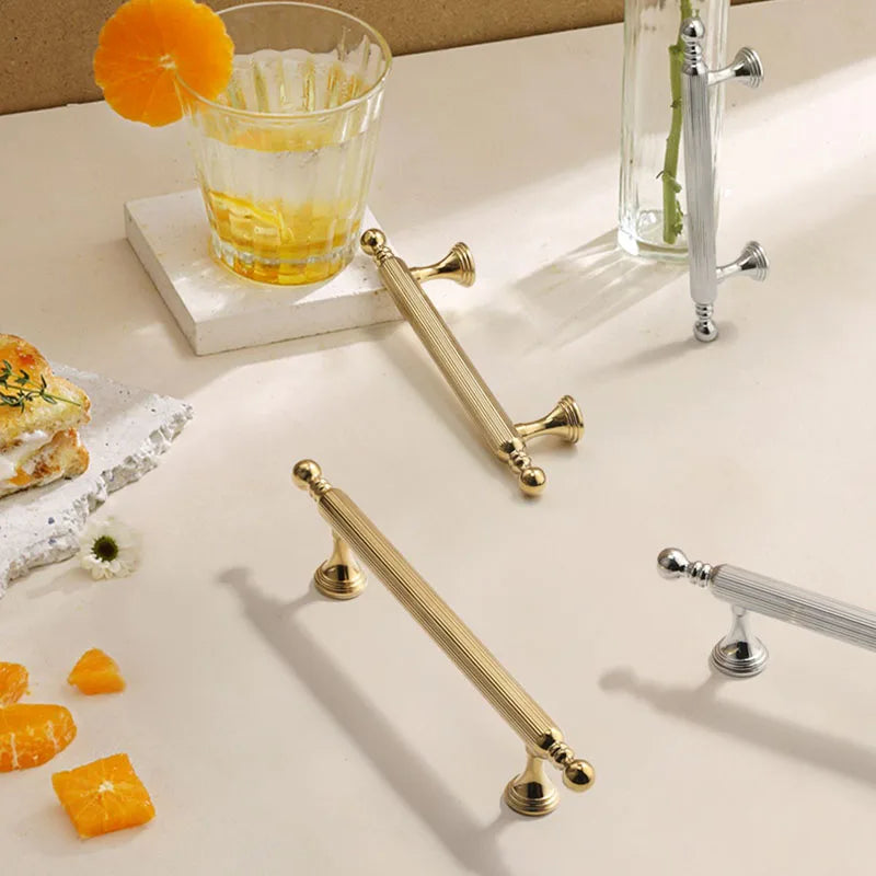 Polished Gold Brass Furniture Handles – French Luxury Pulls for Cabinets and Wardrobes