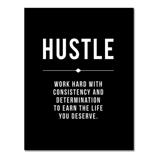 Hustle Grit Grind Success Motivational Canvas Wall Art