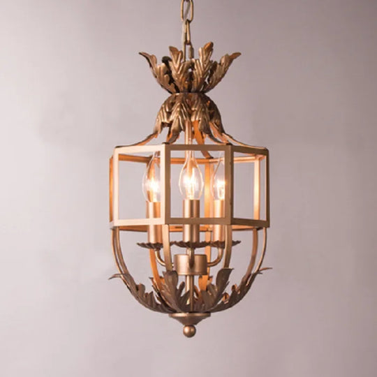 Serena Retro Metal Cage Chandelier 3-Light Pendant Dining Lamp