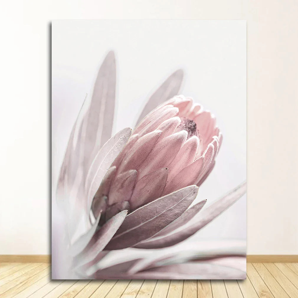Minimalist Pink Floral Canvas Wall Art