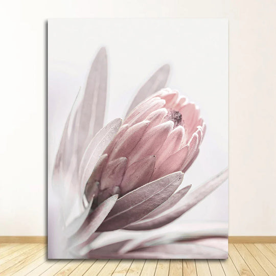 Minimalist Pink Floral Canvas Wall Art