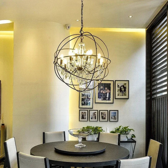 Birdcage Iron Crystal LED Pendant Lamp
