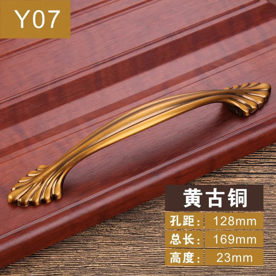 Antique Yellow Bronze Cabinet Handles – Brushed Vintage Drawer Pulls
