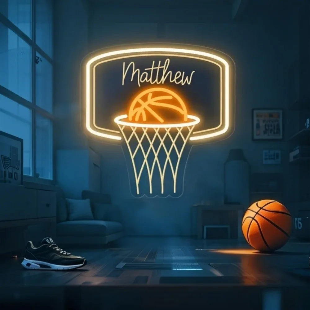 Custom Basketball Neon Name Wall Light for Kids Room Decor