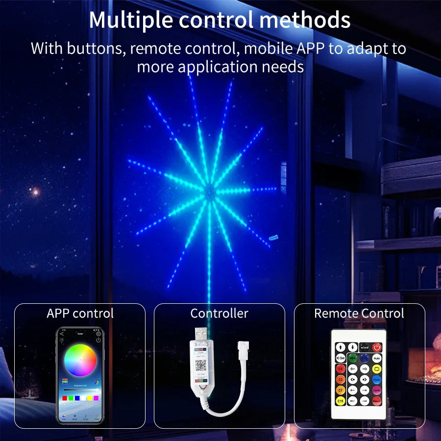 Fireworks LED String Lights USB RGB Music Sync Party Decoration