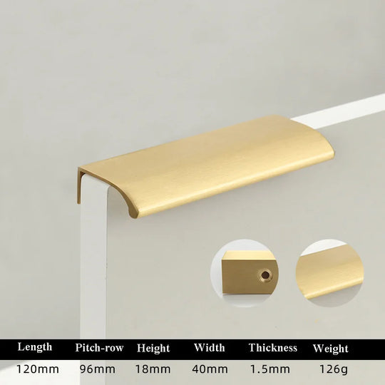 Long Hidden Brass Handles – Invisible Pulls for Cabinets, Drawers, and Furniture (88–400mm)