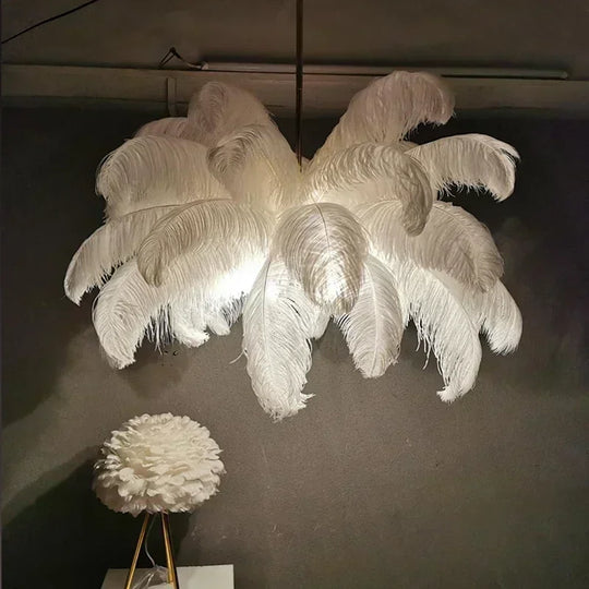 Nordic Feather Pendant Light Modern Art Chandelier for Bedroom