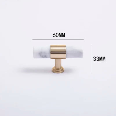 Natural Marble and Crystal T-Bar Cabinet Handles – Modern Brass Knobs and Pulls