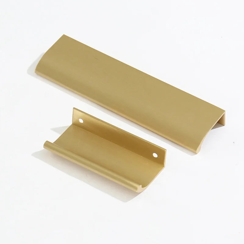 Long Hidden Brass Handles – Invisible Pulls for Cabinets, Drawers, and Furniture (88–400mm)