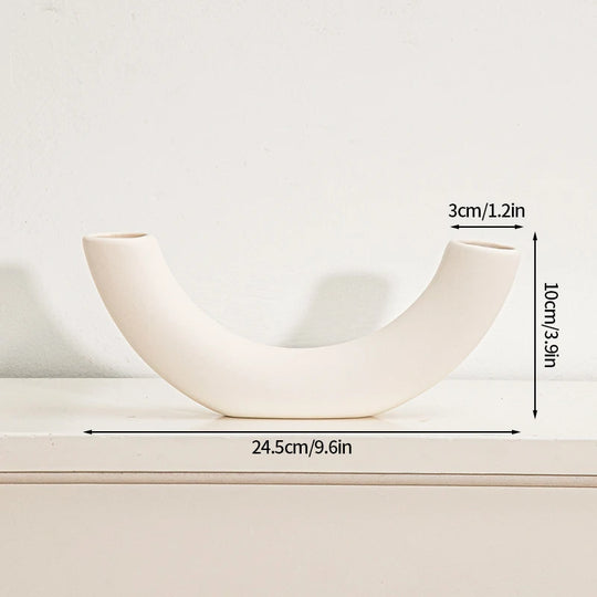 White Ceramic Vase Modern Minimalist Decorative Flower Vase