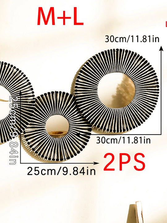 Round Hanging Wall Mirror with Woven Hemp Rope Decor