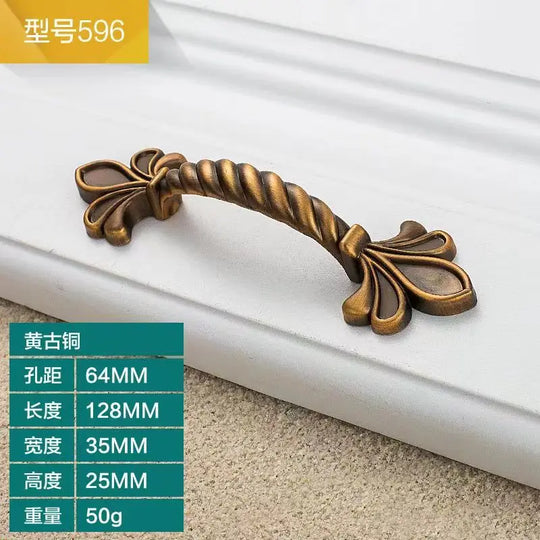 Antique Yellow Bronze Cabinet Handles – Brushed Vintage Drawer Pulls