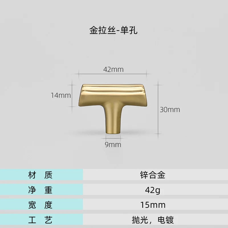 Modern Brushed Gold Cabinet Handles – Zinc Alloy Drawer Pulls