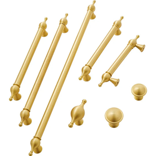 Satin Brass Cabinet Handles – French-Style Ball Knobs and Pulls for Furniture