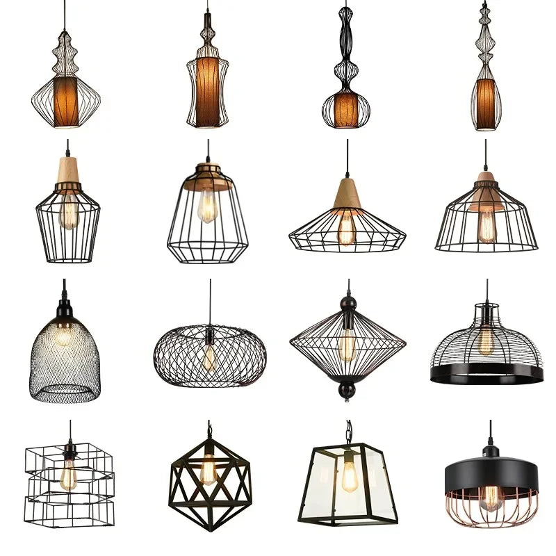 Retro Industrial Birdcage Chandelier – Rustic Farmhouse Hanging Lamp