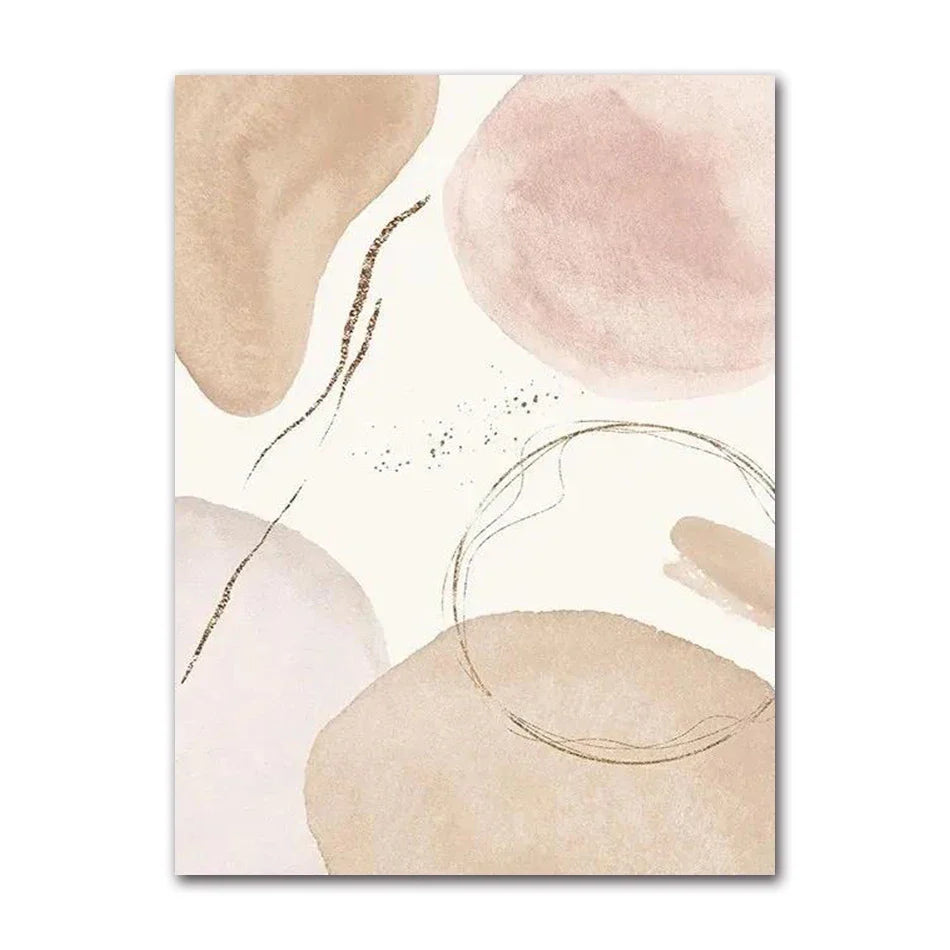 Neutral Beige Biomorphic Abstract Canvas Wall Art