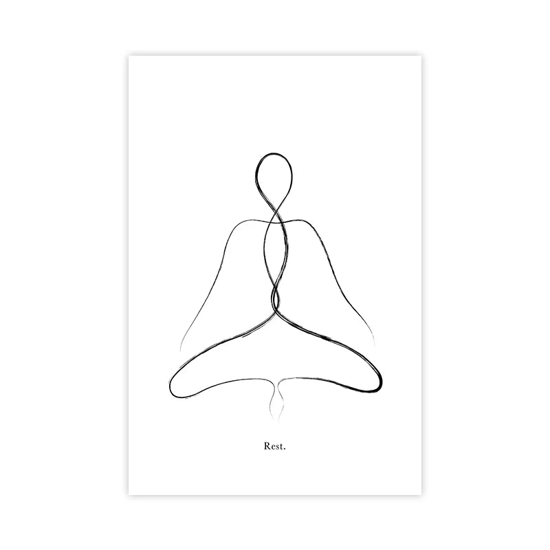 Minimalist Yoga Line Art Canvas Wall Art