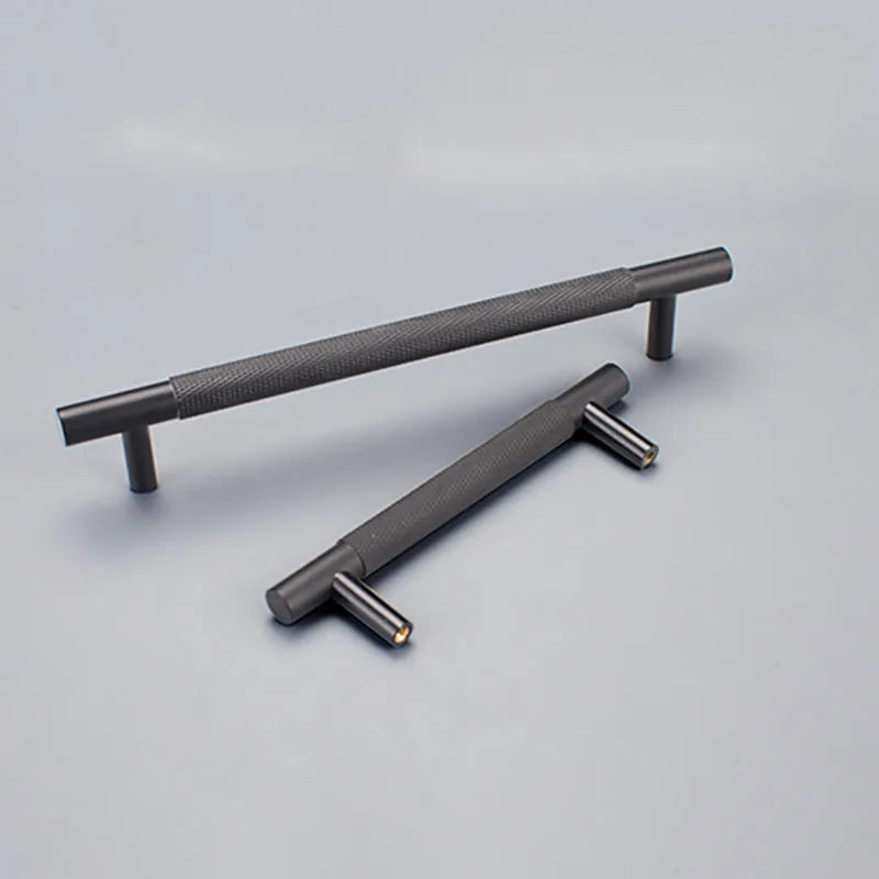 Black Knurled Brass Furniture Handles – Modern Textured Pulls and Knobs (80–500mm)