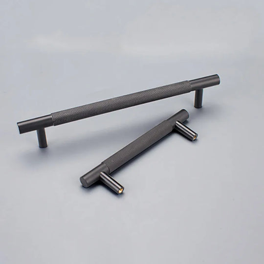 Black Knurled Brass Furniture Handles – Modern Textured Pulls and Knobs (80–500mm)