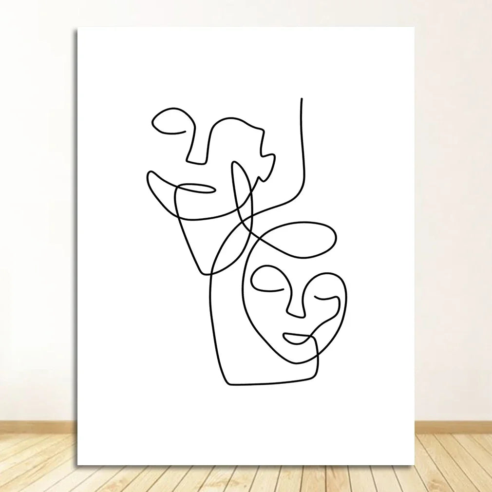 Minimalist Abstract Line Art Figure Canvas Wall Art