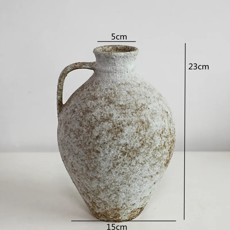 Vintage Dual Ear Coarse Ceramic Vase