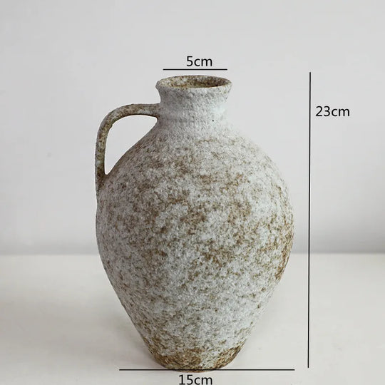 Vintage Dual Ear Coarse Ceramic Vase