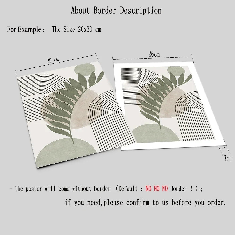 Set of 3 Abstract Geometric Botanical Canvas Wall Art