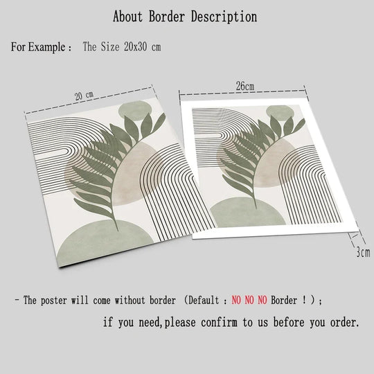 Set of 3 Abstract Geometric Botanical Canvas Wall Art