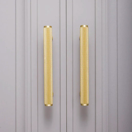 Gold Knurled Brass Cabinet Handles – Modern T-Bar Pulls and Knobs for Furniture