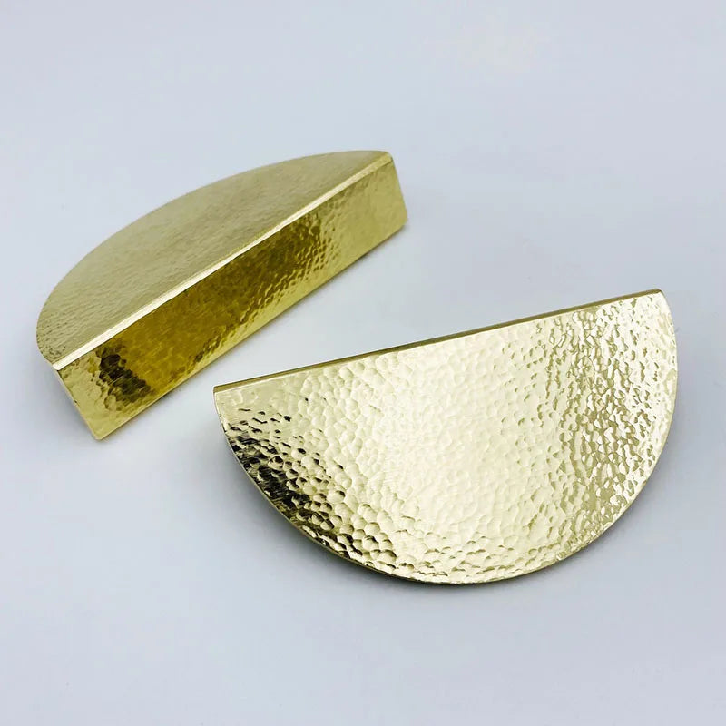 Handmade Hammered Brass Round Knobs – Pair of Pulls for Cabinets and Wardrobes