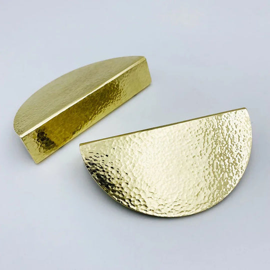 Handmade Hammered Brass Round Knobs – Pair of Pulls for Cabinets and Wardrobes