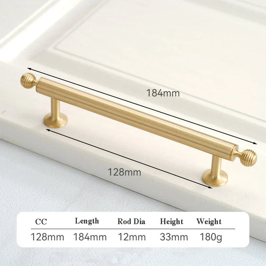 Satin Brushed Gold Brass Cabinet Handles – French-Style Pulls and Knobs for Furniture