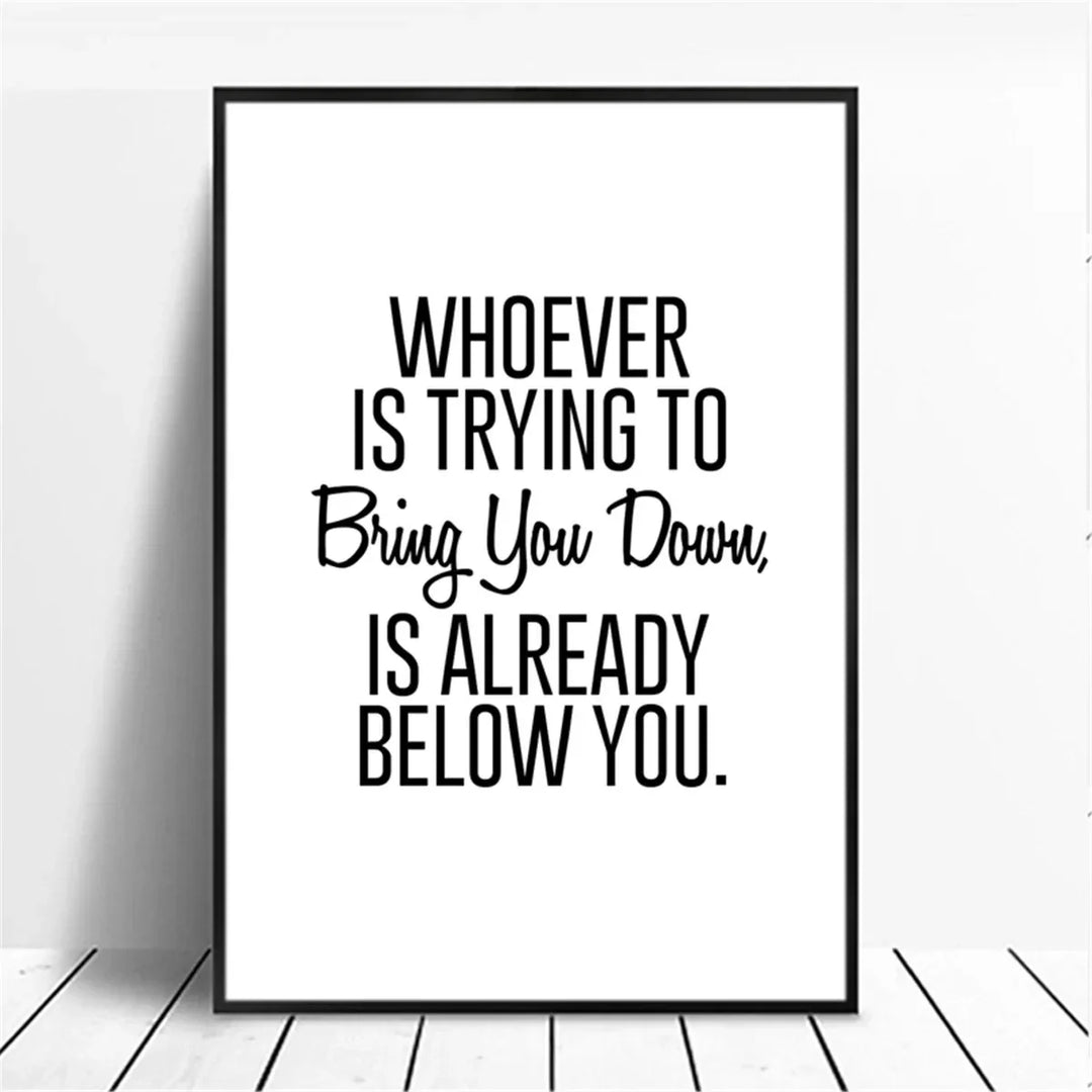 Positive Energy Black White Quote Canvas Wall Art