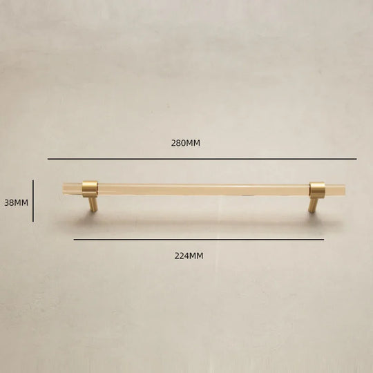 Champagne Acrylic and Brass Cupboard Handles – Modern T-Bar Pulls for Furniture
