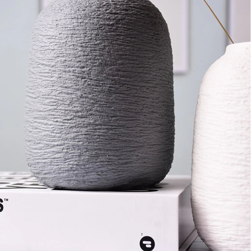 White Ceramic Decorative Vase for Desktop and Shelf Home Decor