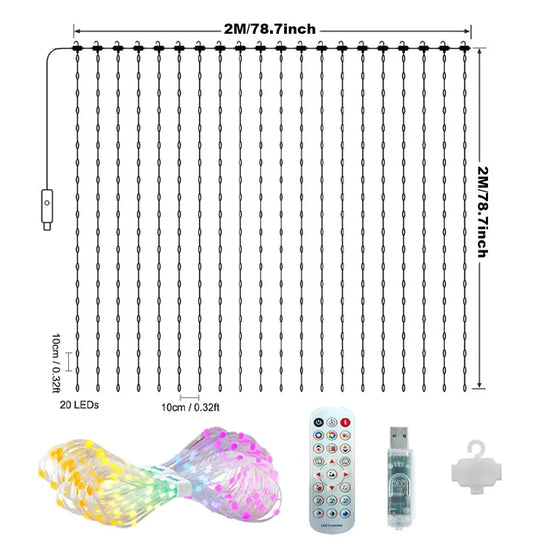 Smart RGB LED Curtain Lights APP Control Holiday Lighting Remote