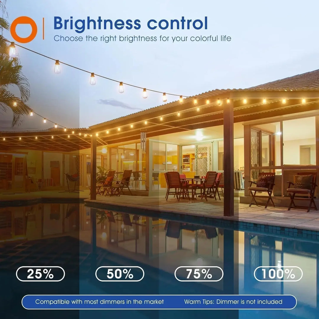 LED Outdoor String Lights 150FT Patio Waterproof Shatterproof Bulbs