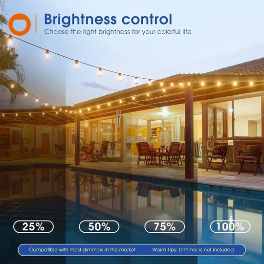 LED Outdoor String Lights 150FT Patio Waterproof Shatterproof Bulbs