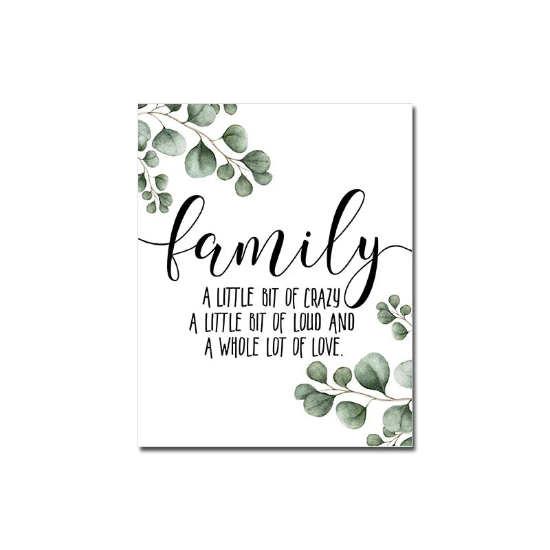 Love Family Home Quote Black White Canvas Wall Art