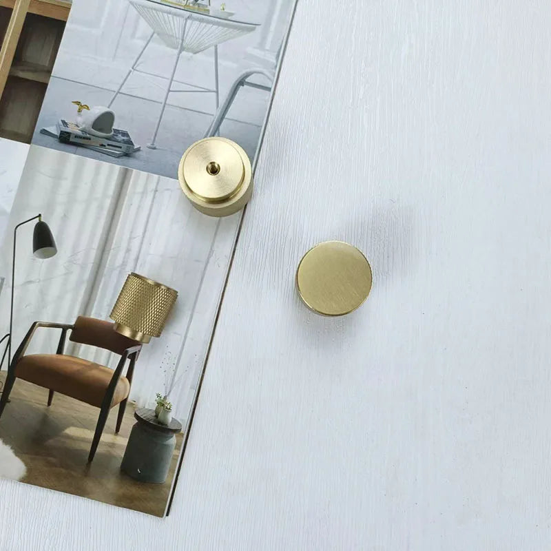 Knurled Gold Brass Cabinet Knobs – Modern Drawer & Wardrobe Handles