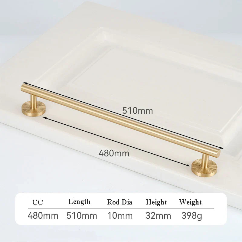 France Satin Gold Cabinet Handles – Solid Brass Pulls and Knobs for Furniture (130–510mm)