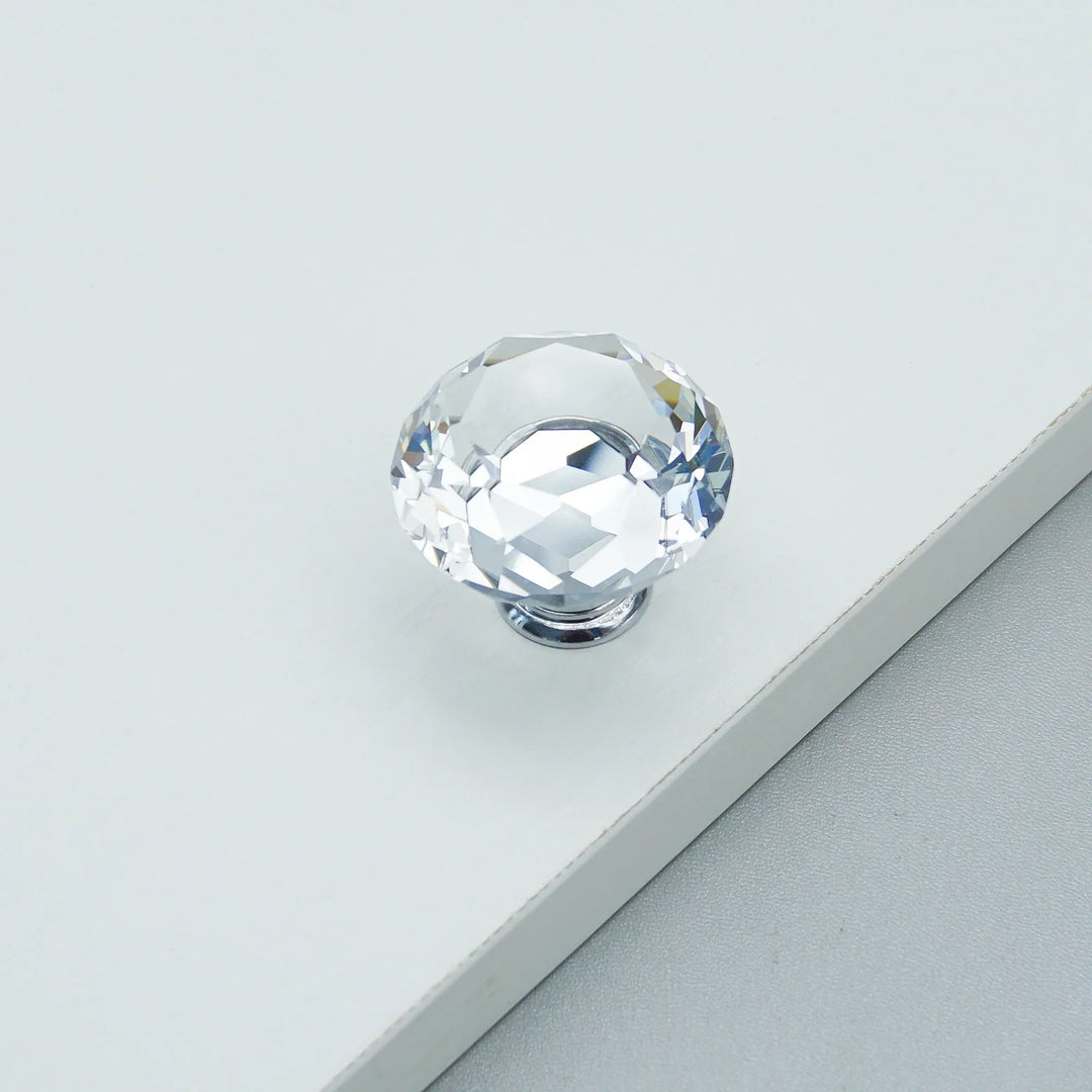Luxury Gold Chrome Cabinet Handles – Zinc Alloy and Crystal Glass Pulls for Wardrobes and Dressers